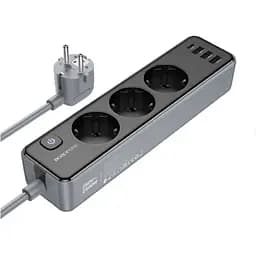 Мережевий подовжувач Borofone BAC8 1C3A/EU/3M Чорний