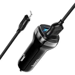 Автомобільний зарядний пристрій Hoco Z-40 2xUSB + кабель Lighting 1 м чорний