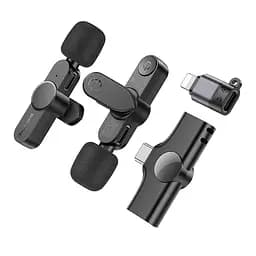 Бездротова мікрофонна система BOROFONE BFK12 Trophy lavalier wireless digital microphone(iP/Type-C) Black (6941991106408) - мініатюра 2