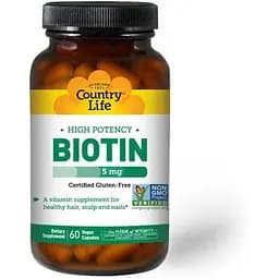 Витамины и минералы Country Life High Potency Biotin 5 mg, 60 капсул