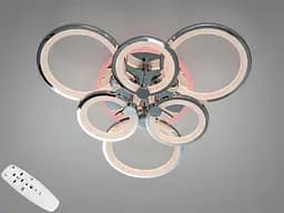 Люстра стельова з пультом, димером і LED підсвічуванням, 110 Вт, хром