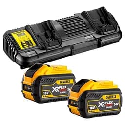 Зарядное устройство DeWalt 10.8 В/14.4 В/18 В/54 В исходящий ток 4 А + 2 аккумулятора 18 В/54 В, 9 Ач/3 Ач (DCB132X2)