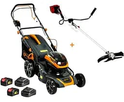 Газонокосарка акумуляторна GTM BLM48H-SP+2 АКБ і ЗП + Триммер акумуляторний (кущоріз) GTM BC36/340BL (BLM48H-SP+BC36/340BL_PROMO)