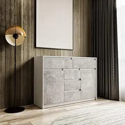 Комод Moreli T-227, 1271x910x400 мм Белый/Бетон (mo-t227-white-beton)