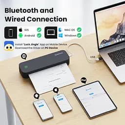 Портативний принтер для подорожей, термопринтер Bluetooth сумісний з Android та iOS і ноутбуком - мініатюра 5