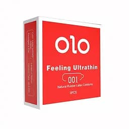 Гладкі презервативи ультратонкі Olo 0,01мм Ваніль подвійна змазка M 51-54 мм 3 шт