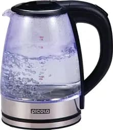 Електрочайник Picola PEK-04, Black, 1500W, 1.8л, скло+нерж.сталь, дисковий