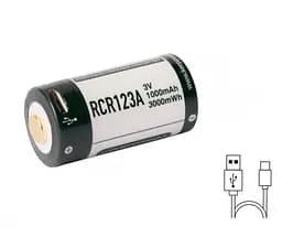 Акумулятор 16340 Keeppower 3V 1000mAh + micro USB (P1634U2) - мініатюра 2