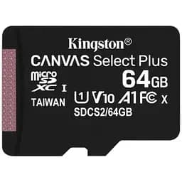 Карта памяти Kingston microSDXC 64GB Canvas Select Plus 100R A1 C10 (SDCS2/64GBSP) [51320]