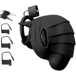 Чоловічий пояс вірності Black Velvets Cock Ball Cage 10 см чорний