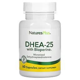 Дегідроепіандростерон з біоперином Nature's Plus DHEA-25 with Bioperine 25 мг 60 капсул