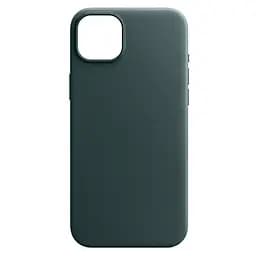 Кожаный чехол-панель для Apple iPhone 15 Plus, FAKE Leather Case, зеленый, искусственная кожа, премиальный, противоударный, защита всего корпуса, с мягкой подкладкой, поддержка MagSafe и беспроводной зарядки, ArmorStandart (ARM76297)