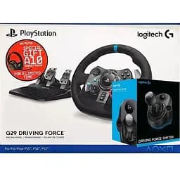 Комплект 4 в 1 Руль и педали Logitech G29 Driving Force Racing Wheel + Рычаг переключения передач Logitech G Driving Force Shifter + Проводная гарнитура Logitech ASTRO Gaming A10 Black (PC, Xbox, PS4, PS5)