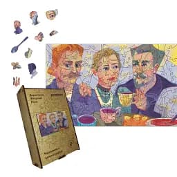 Деревянный фигурный пазл Чай Интеллигенции, А3, Картонная коробка 200 элементов