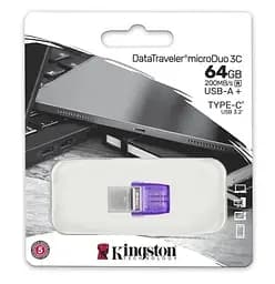 Флеш накопичувач USB 64Gb DataTraveler microDuo 3C, Purple Kingston teh0021075 - мініатюра 3