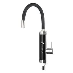 Проточный водонагреватель для кухни гибкий излив датчик температуры 3,3 кВт нержавеющая сталь сатин Wezer SDS-G9TC