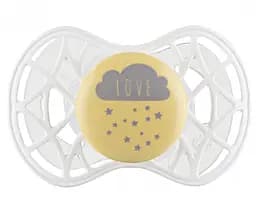 Силіконова ортодонтична пустушка Nuvita Air55 Cool Love, 6-12 міс. жовтий (NV7084SC)