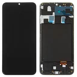 Дисплей Samsung A205 Galaxy A20, A205F/DS Galaxy A20, M107F/DS Galaxy M10s, чорний, з рамкою, High, з широким ободком, (OLED)