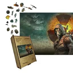 Дерев'яний фігурний пазл Сталкер, А4, Дерев'яна коробка 100 елементів