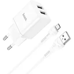 Набір із кабелем мережевий Hoco Maker dual port charger set N25 кабель Micro USB 2USB білий