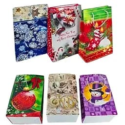 Пакет подарочный NGS-027 новогодний бумажный 17x26x8 см 12 шт. ассорти