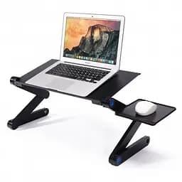 Чорний столик підставка для ноутбука з охолодженням Laptop Table T8
