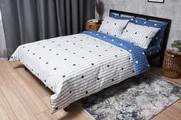 Комплект постільної білизни Moon&Star Бязь Gold Люкс Peas Blue King Size 220x240 наволочки 4х70х70