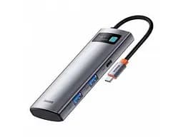 Usb-C адаптер Baseus Adapter Metal Gleam Series 7in1 Type-C To HDMIx2 + Usb3.0x3 + PD + RJ45 - мініатюра 2