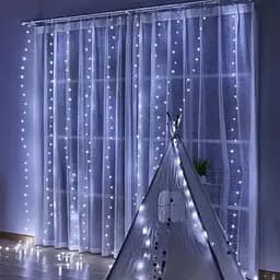 Новорічна світлодіодна гірлянда-штора Роса 3x2 м з 200 білими LED-лампочками та живленням USB - мініатюра 7