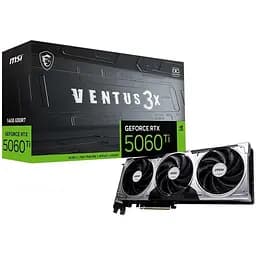 Відеокарта GeForce RTX 5060 Ti, MSI, VENTUS 3X OC, 16Gb GDDR7, 128-bit, HDMI/3xDP, 2617/28000 MHz, 8-pin (G506T-16V3C)