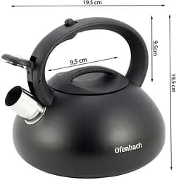 Чайник Happy Kettle з нержавіючої сталі зі свистком матовий Ofenbach 19.5 см kuh0006803 - мініатюра 3