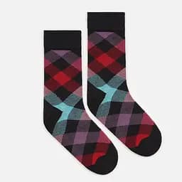 Носки с принтом ромбы высокие бесшовные качественные ORGANIC cotton JILL ANTONY 39-41, Черный