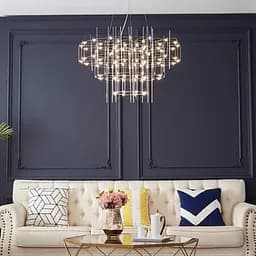 Невагома срібна триярусна люстра Ø 80 см | Line F | Арт. MJ205-800 CH