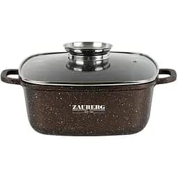 Кастрюля алюминиевая Zauberg с мраморным покрытием и крышкой в цвете Шоколад квадратная 3.5 л (1222-CH)