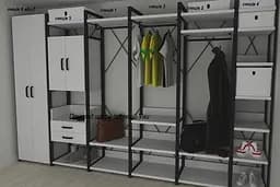 Шафа Гардероб Уні секція 5 серії Конект Ferrum-decor 220x60x50см Чорний метал ДСП Білий 32 мм (FRD-104511) - мініатюра 8
