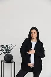 Сорочка вельветова для вагітних та годуючих мам Varna розмір XXL-3XL Lullababe Чорний - мініатюра 8