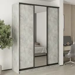 Шкаф-купе трехдверный MebelStar Комбо BG 2ДСП/Зеркало 180x60x240 см Бетон (MBS-9678)