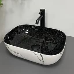 Умивальник VBI Ravenna white black marmo накладний VBI-011230, Чорний матовий