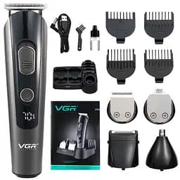 Тример для стрижки волосся, машинка для стрижки аккумуляторна, тример для бороди та носа, набір для стрижки, тример для гоління, Vgr V 175 5 в 1 trimmer, Gray

