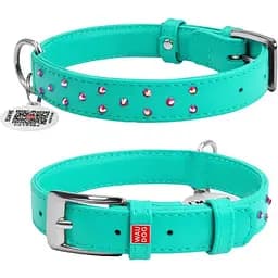 Нашийник для собак Waudog Glamour шкіряний з QR паспортом, з клейовими стразами, S, Ш 20 мм, Дов 30-39 см (4823089307060)