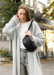 Жіноча сумка на пояс бананка шкіряна Sambag 31х12х5 см 000305464 - мініатюра 4