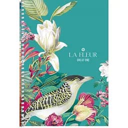 Тетрадь для записей Student А5, в клеточку, спираль, 80 л., Большие цветы и птица (A5-SC-080-6092K)