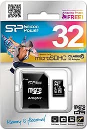 Карта памяти Silicon Power microSDHC class 10 SD adapter 32Gb