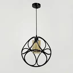 Підвісний світильник із янтарним плафоном у чорному корпусі 35×35 см | Арт. 12865/1 BK+AM | Line F