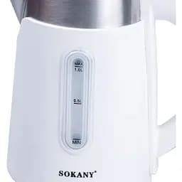 Електрочайник з обертанням на 360° Sokany SK-0808B дисковий із фільтром 1л 1200 Вт Білий - мініатюра 3