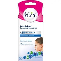 Восковые полоски Veet Easy-Gelwax для чувствительной кожи лица 20 шт. (3165448)