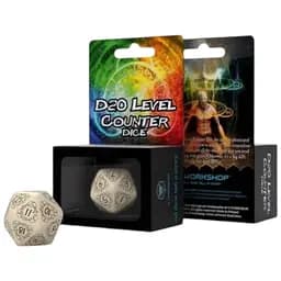 Настольная игра Q-Workshop Кубик D20 Level Counter Beige & black Die , 1 шт. (20LEV05)