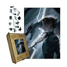 Дерев'яний фігурний пазл Володарка Блискавки, А5, Картонна коробка 35 елементів