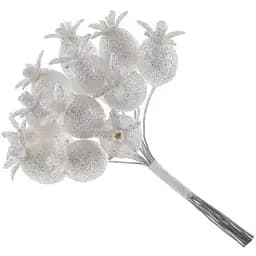 Декоративная искусственная ветка с глитером Белый 15 см