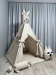Дитячий вігвам Бежевий 3 зі стьобаним килимком Повний комплект 0065 - мініатюра 2
